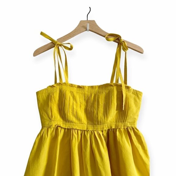 Ulla Johnson Laetitia Tie Strap Cotton & Linen Blend Midi Dress , Size 2, Yellow - Picture 5 of 16